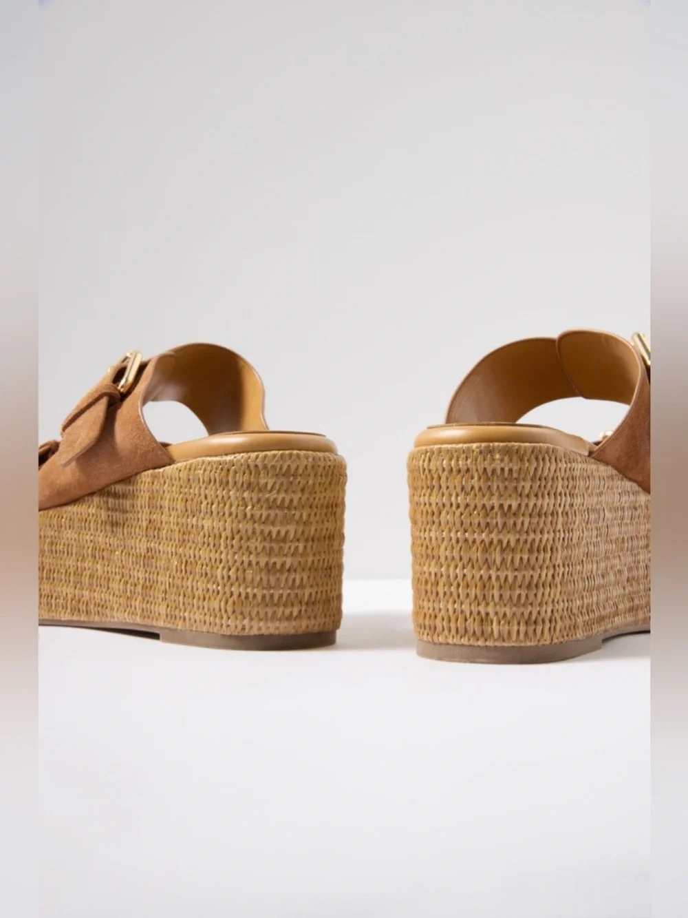 Marc Fisher Palery Suede Leather Double Strap Buckle Sandals Med Natural Size 8